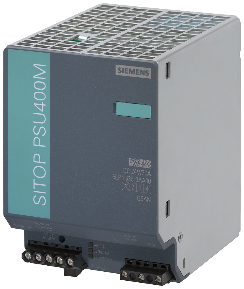 [Imagem FONTE 24V/10A ENTRADA FONTE DE ALIMENTAÇÃO ESTABILIZADA 400/500V 3 SAÍDA CA 24V CC/ 10A SITOP PSU300S 6EP15363AA00 SIEMENS]