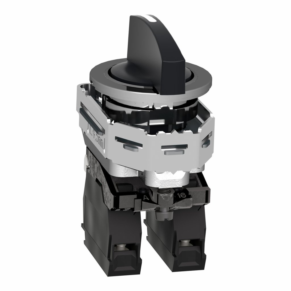 [Imagem CHAVE SELETORA FACEADA Ø30MM METÁLICA 3 POSIÇÕES FIXAS MANOPLA LONGA PRETA 2NA XB4FJ33 SCHNEIDER]