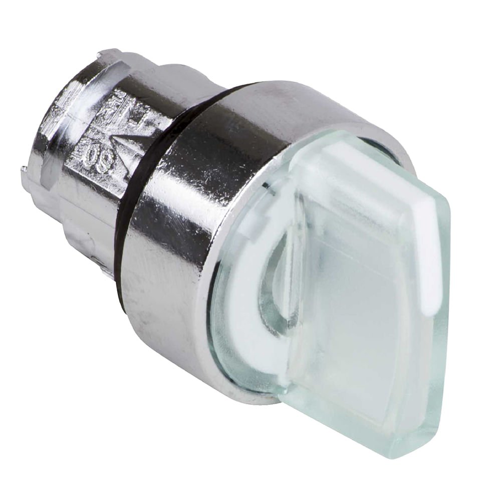 [Imagem CABEÇOTE PARA COMUTADOR LUMINOSO Ø22MM METÁLICO, 3 POSIÇÕES RETORNO POR MOLA, BRANCO ZB4BK1713 SCHNEIDER]