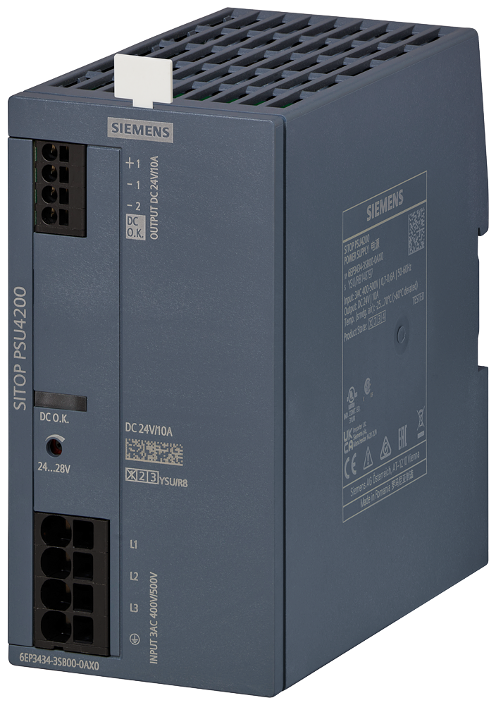 [Imagem ALIMENTAÇÃO DE CORRENTE SITOP PSU4200, MONOFÁSICA 24 V CC/10 A 6EP33343SB000AX0 SIEMENS]