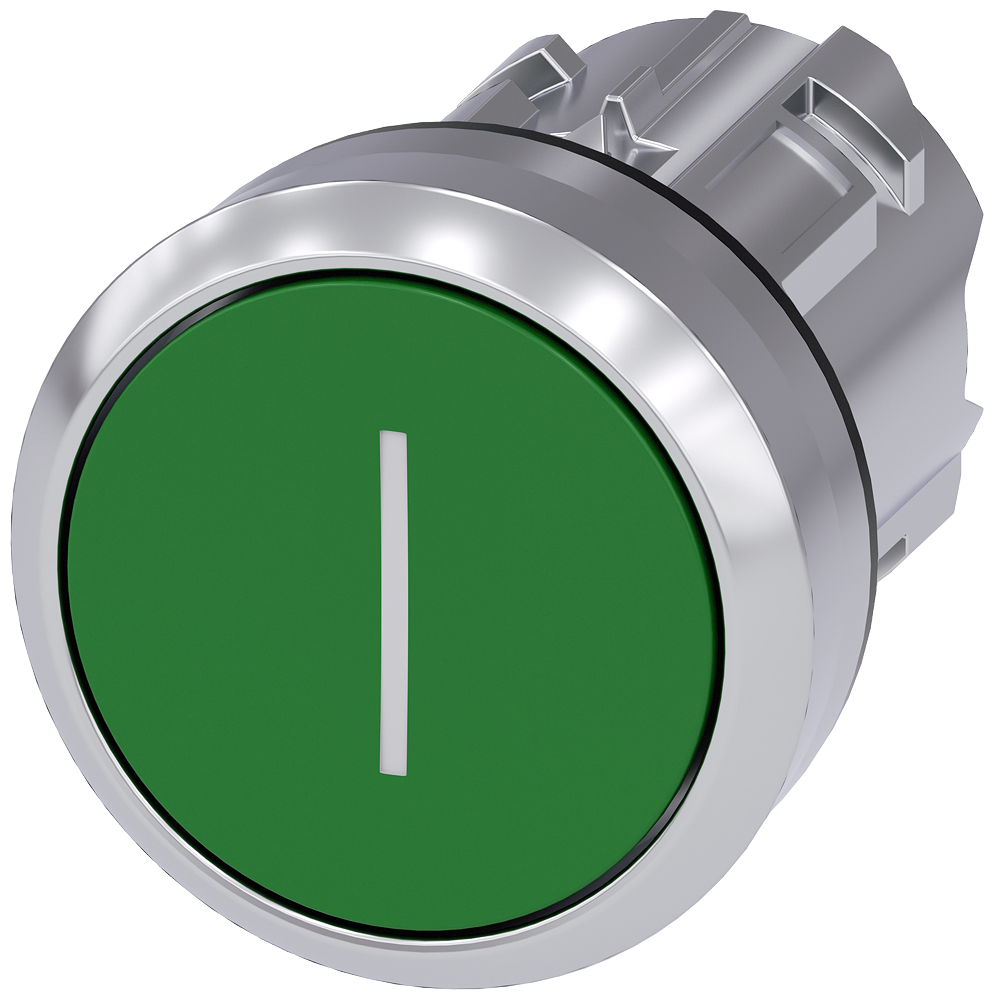 BOTÃO 22 MM REDONDO METAL DE ALTO BRILHO VERDE INSCRIÇÃO: I BOTÃO DE P 3SU10500AB400AC0-ZX90 SIEMENS