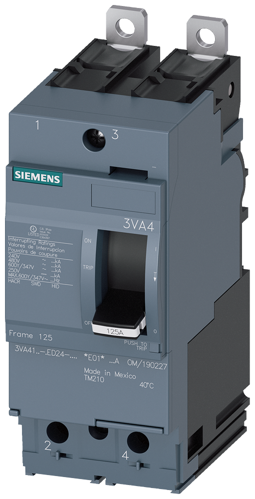 DISJUNTOR UL FRAME 125 60 A DE 2 POLOS 65 KA TM FTFM 3VA41606ED243AA0 SIEMENS