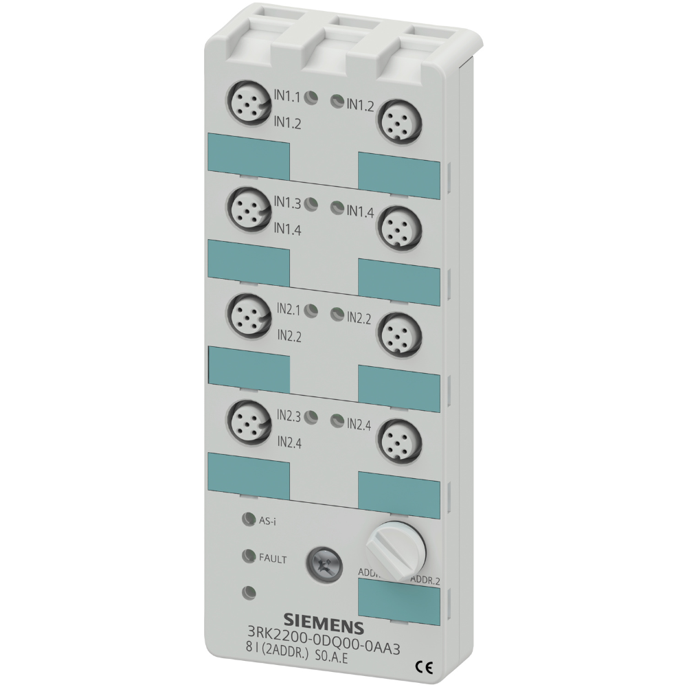 [Imagem do produto MÓDULO COMPACTO AS-I K60 DIGITAL A/B SLAVE 8DI IP67 200MA 8X M12 3RK22000ODQ000AA3 SIEMENS]