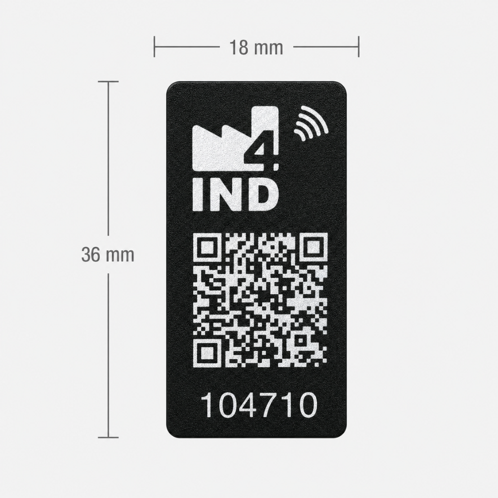 SLOT DE MAPEAMENTO ETIQUETA QR CODE E NFC ANTICORROSIVA 18X36MM PRETA DIGI4IND
