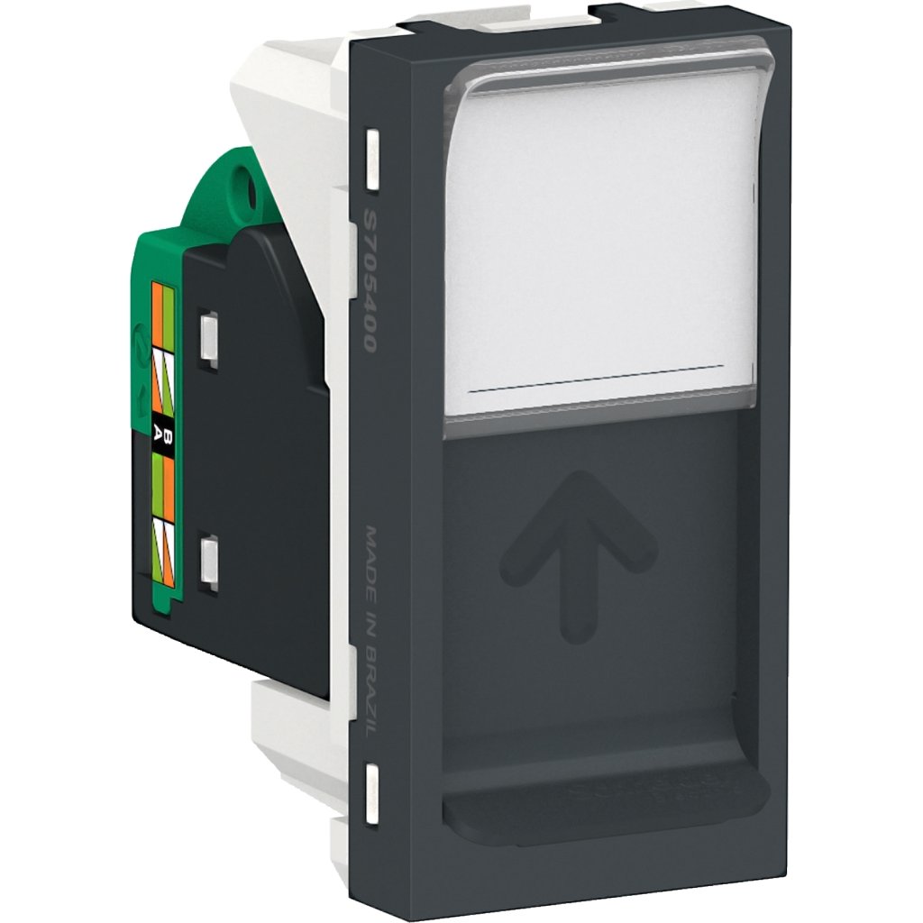 [Imagem MODULO TOMADA RJ45 (8 FIOS) UTP CAT.5E TOOLLESS 1M GR - SCHNEIDER ELECTRIC]