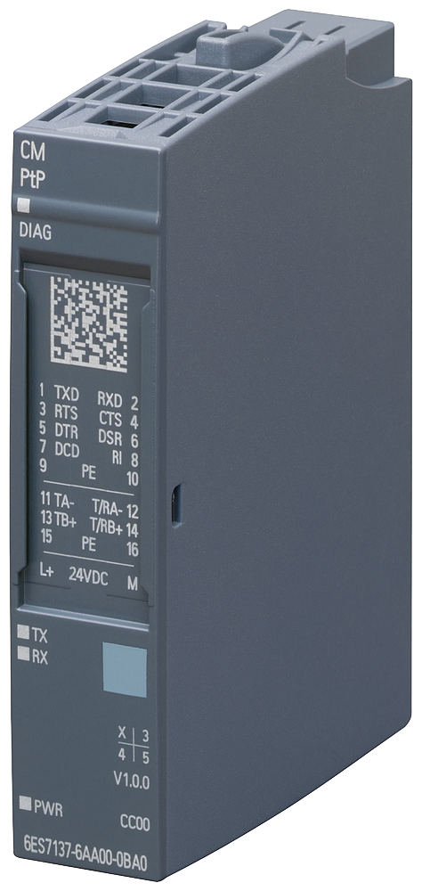 [Imagem do produto SIPLUS ET 200SP CM PTP RS 232, RS 422 / 485 FREEPORT, 3964(R), USS, MODBUS RTU 6AG21376AA014BA0 SIEMENS]