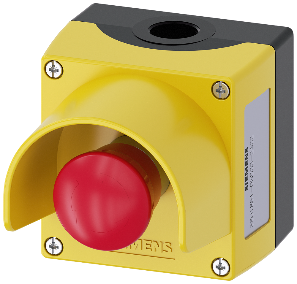 [Imagem do produto BOTÃO EMERGÊNCIA REDONDO VERMELHO 22MM 1NA+2NF IMPULSO 3SU18510ND002AC2 SIEMENS]