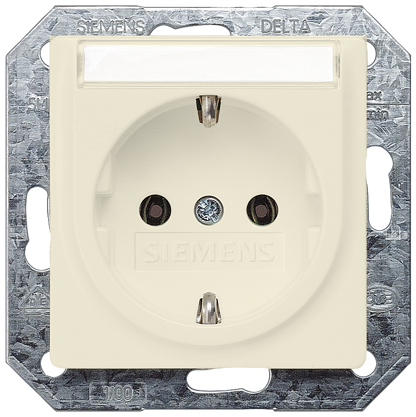 TOMADA SCHUKO COM CAMPO DE INSCRIÇÃO BRANCO ELÉTRICO 5UB1555 SIEMENS