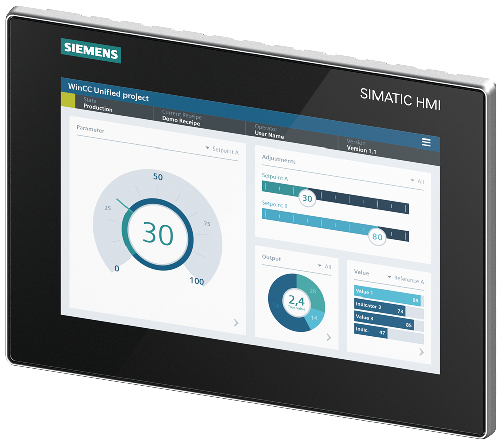 [Imagem PAINEL UNIFIED COMFORT WIDESCREEN 10,1" 16 MILHÕES DE CORES SIMATIC 6AV21283KB060AX1 SIEMENS]