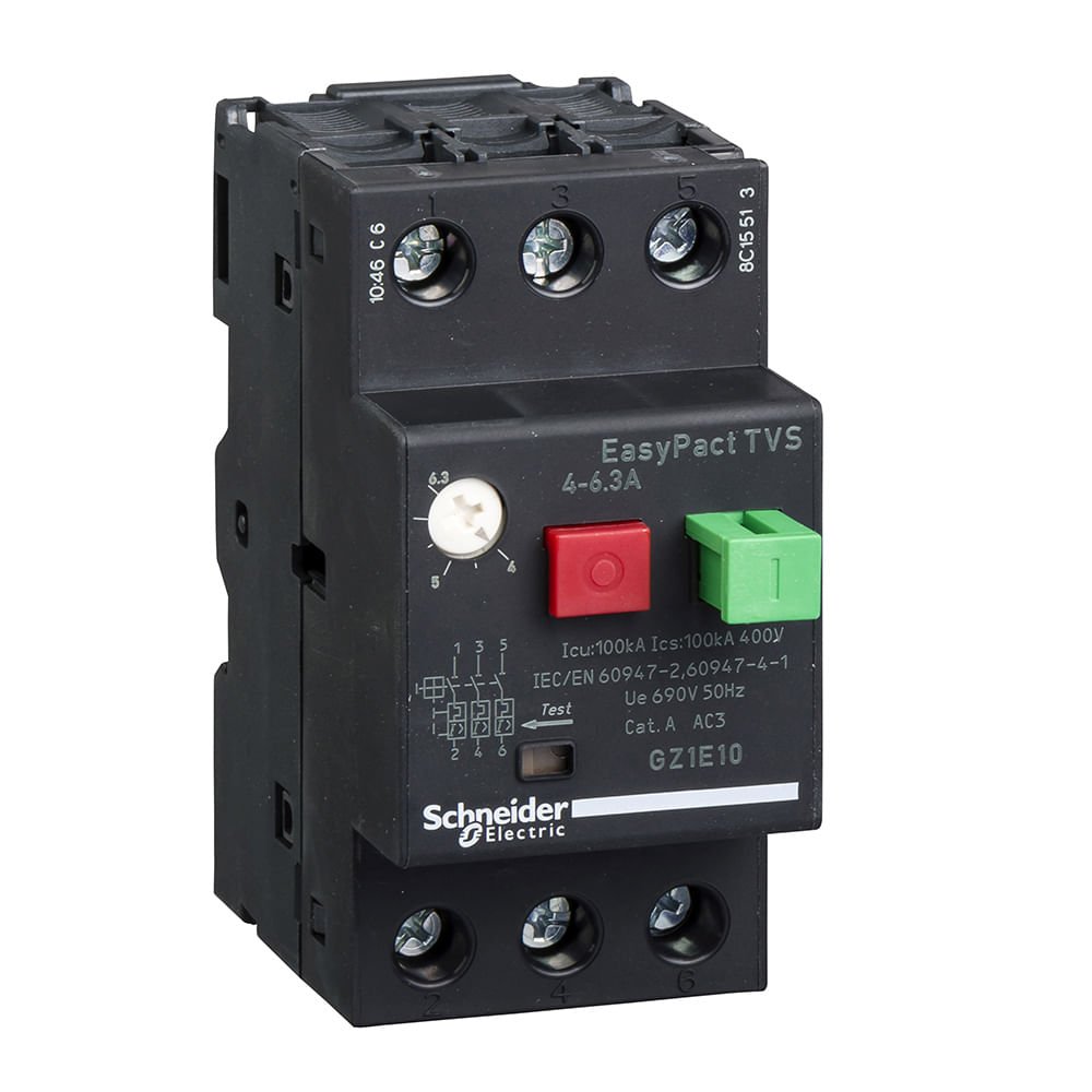 [Imagem DISJUNTOR TERMOMAGNETICO TESYS GZ1E 46.3A BOTAO IMPULSAO GZ1E10 SCHNEIDER]