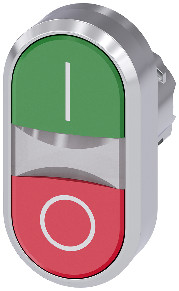 [Imagem BOTÃO DUPLO ILUMINADO 22MM REDONDO METÁLICO BRILHANTE VERDE/VERMELHO 3SU10513AB420AK0 SIEMENS]