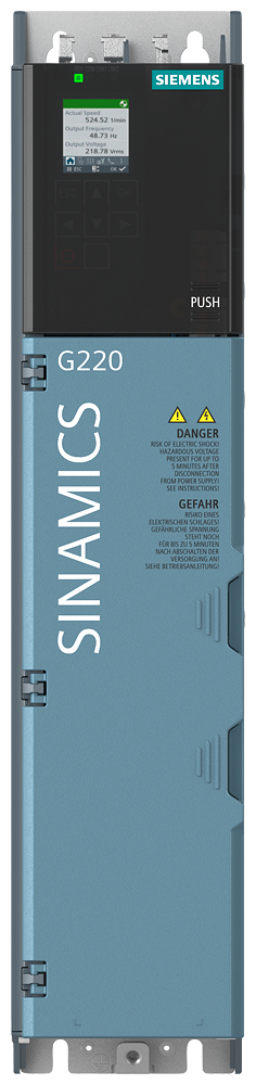 [Imagem do produto SINAMICS G220 3 AC 380 ... 480 V 5,5 KW / 7,5 CV PROFINET / ETHERNET/IP 6SL41130CA150AF0 SIEMENS]