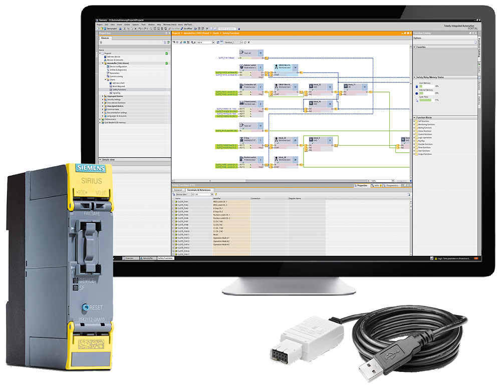 KIT INICIANTE 3SK2 CONTEÚDO: 3SK2112-2AA10 SOFTWARE SIRIUS SAFETY ES TIA DOWN 3SK29412AA11 SIEMENS