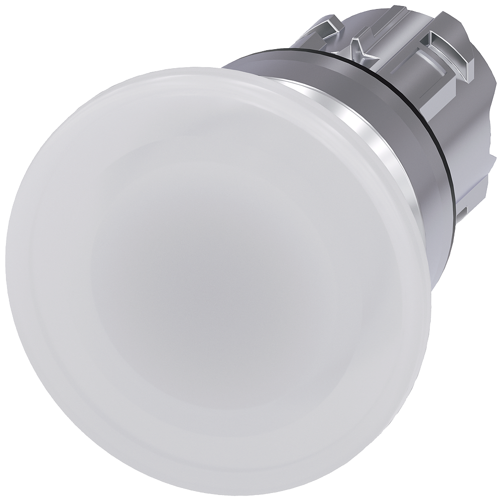 BOTÃO LUMINOSO EM FORMA DE COGUMELO 22 MM REDONDO METAL DE ALTO BRILHO B 3SU10511BD600AA0-ZY10 SIEMENS