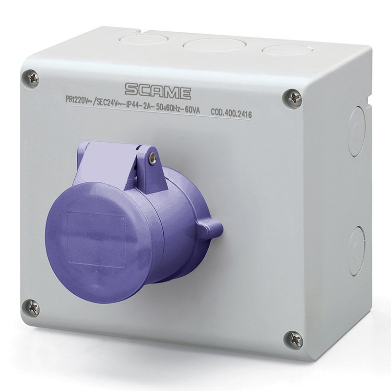 [Imagem do produto TOMADA DE EMBUTIR INTERTRAVAMENTO 32A 2P IP44 20-25V 500.2620 SCAME]