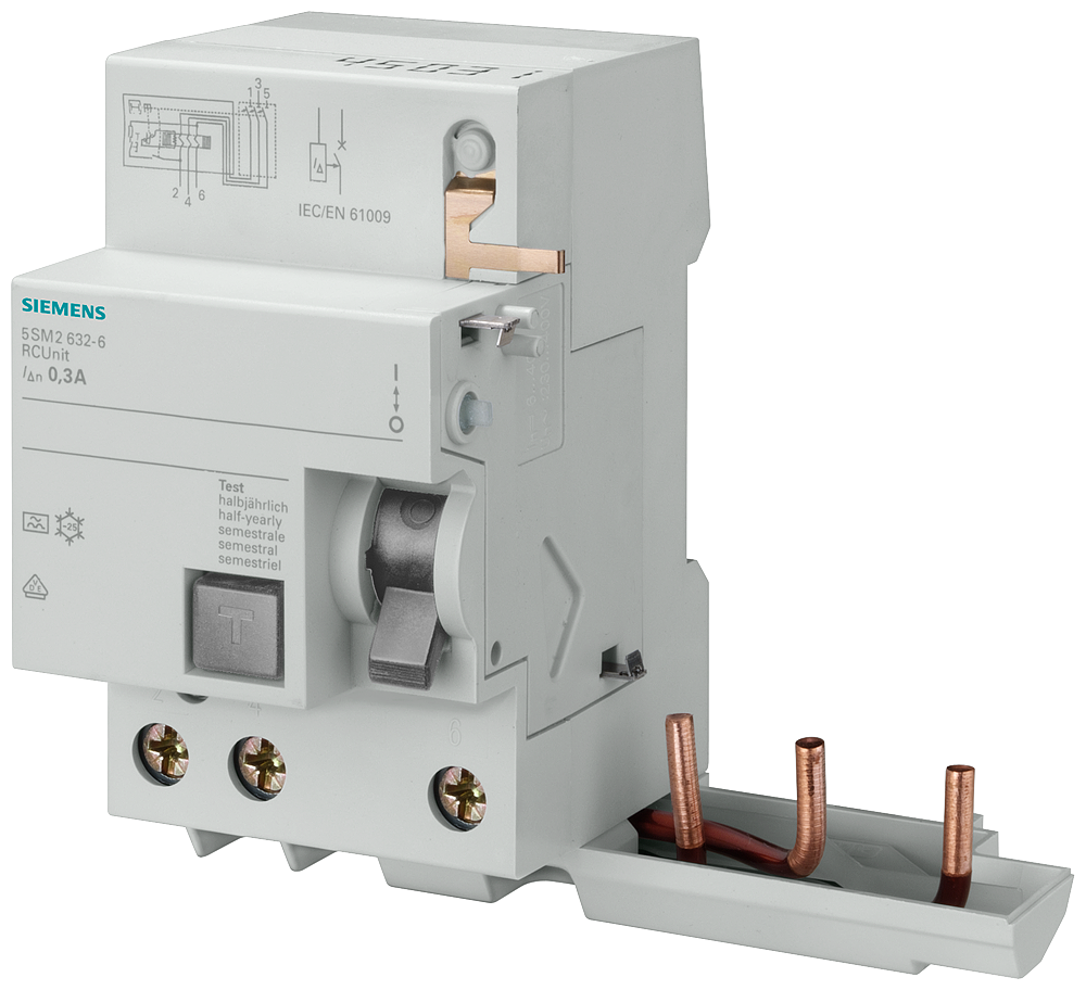 [Imagem BLOCO DIFERENCIAL, DE 3 POLOS, TIPO CA, IN: 63 A, 500 MA, UN CA: 400 V, PARA 5SY 5SM27350 SIEMENS]