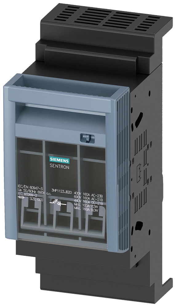 SECCIONADORA-FUSÍVEL SOB CARGA 3NP1 DE 3 POLOS NH000 160 A 3NP11231JB20 SIEMENS