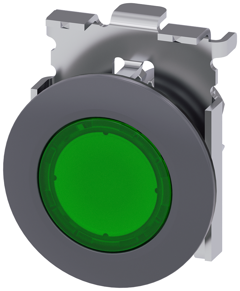 BOTÃO ILUMINADO 30 MM REDONDO METAL MATE VERDE ANEL FRONTAL PARA MONTAG 3SU10610JA400AA0-ZY13 SIEMENS