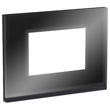 [Imagem PLACA+SUPORTE 4X2 3 POSTOS CLASS GR / DARK GLASS HORIZONTAL S73410381H9 SCHNEIDER]