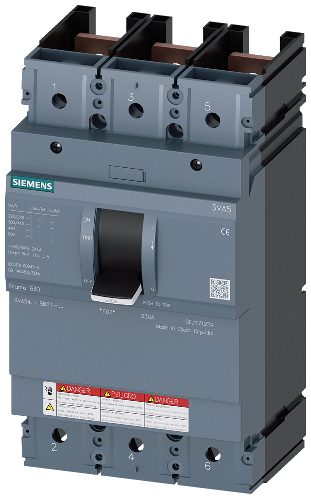 MOLDED CASE SWITCH UL FRAME 600 600 A DE 3 POLOS 65 KA SEM CONEXÃO 3VA54600BB310AA0 SIEMENS