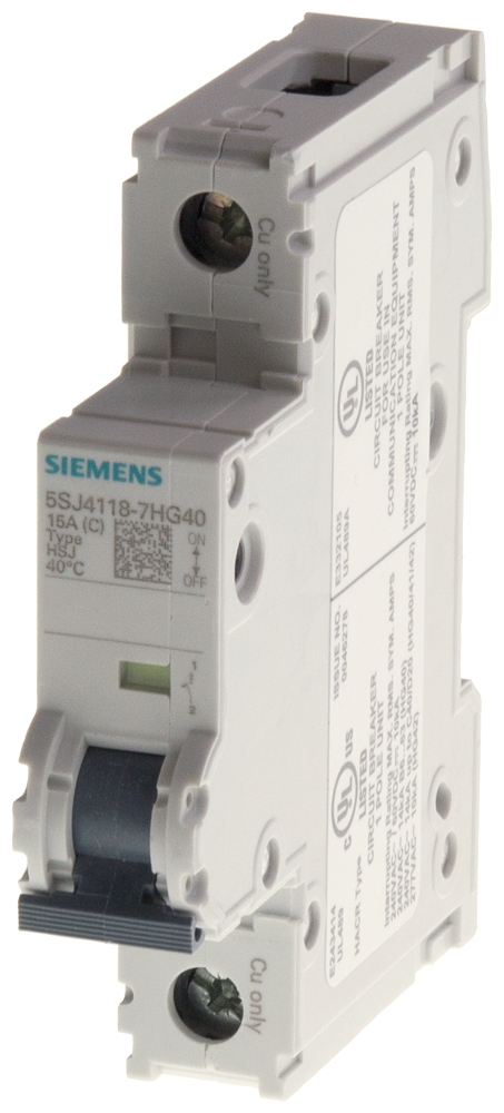 DISJUNTOR AUTOMÁTICO 240V 14KA DE 1 POLO D 1A P=70MM SEGUNDO UL 489 5SJ41018HG40 SIEMENS
