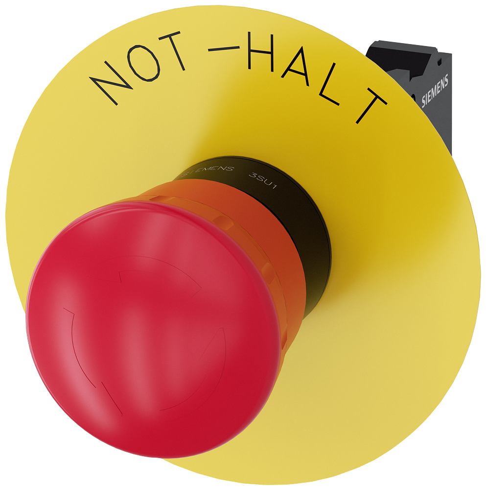 [Imagem do produto BOTAO EMER PLA 40MM GIR 1NF PLAQ NH MOLA 3SU11001HB203CH0 SIEMENS]