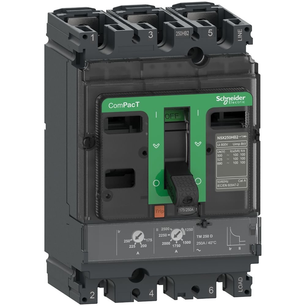 [Imagem DISJUNTOR NSX250F TM250D TRIPOLAR 250A 36KA C25F3TM250 SCHNEIDER]