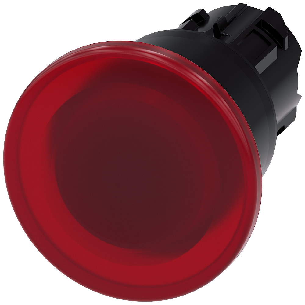 BOTÃO LUMINOSO EM FORMA DE COGUMELO 22 MM REDONDO PLÁSTICO VERMELHO 40 M 3SU10011BA200AA0-ZY12 SIEMENS