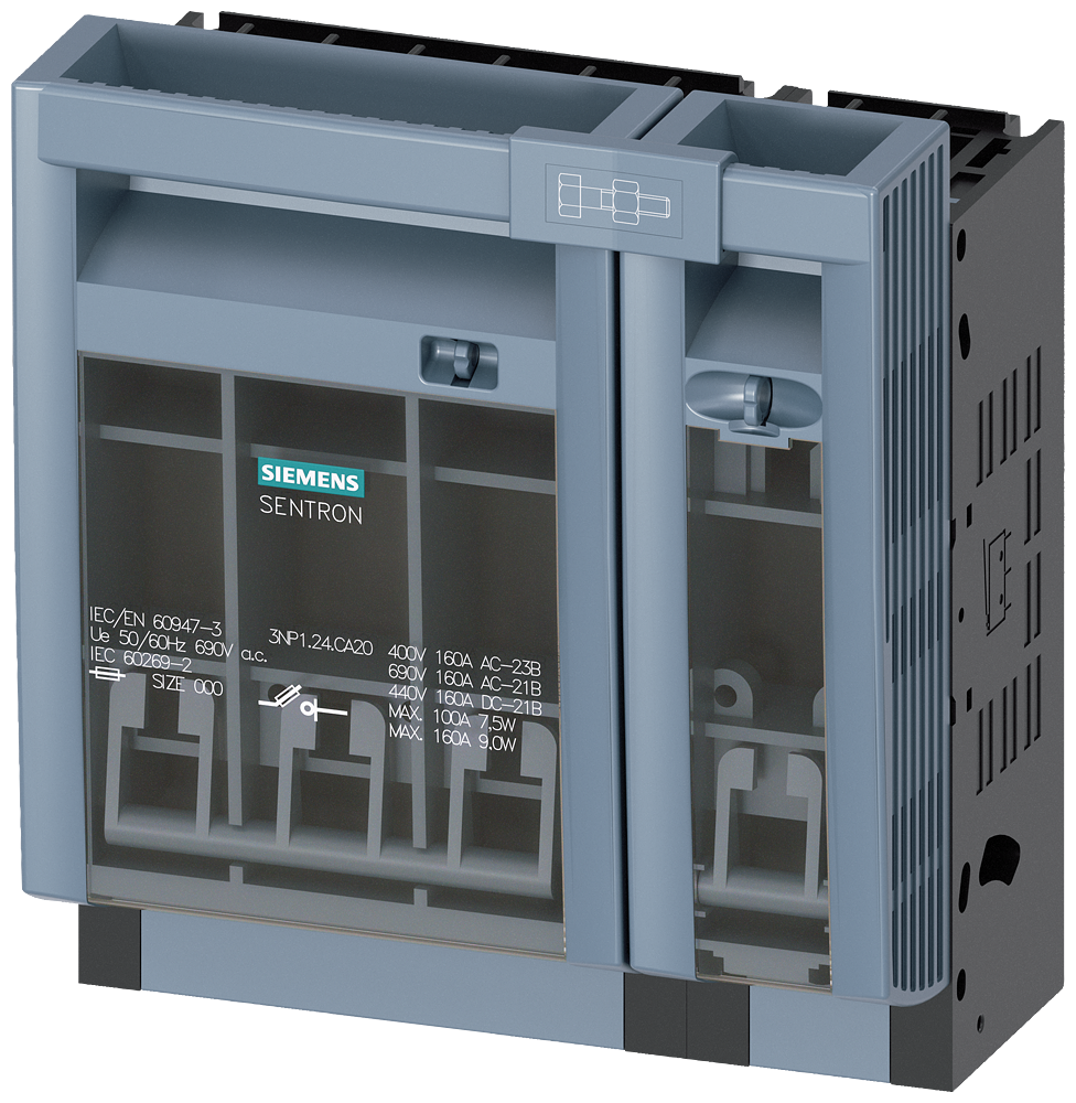 SECCIONADORA-FUSÍVEL SOB CARGA 3NP1 DE 4 POLOS NH000 160 A 3NP11241CA20 SIEMENS