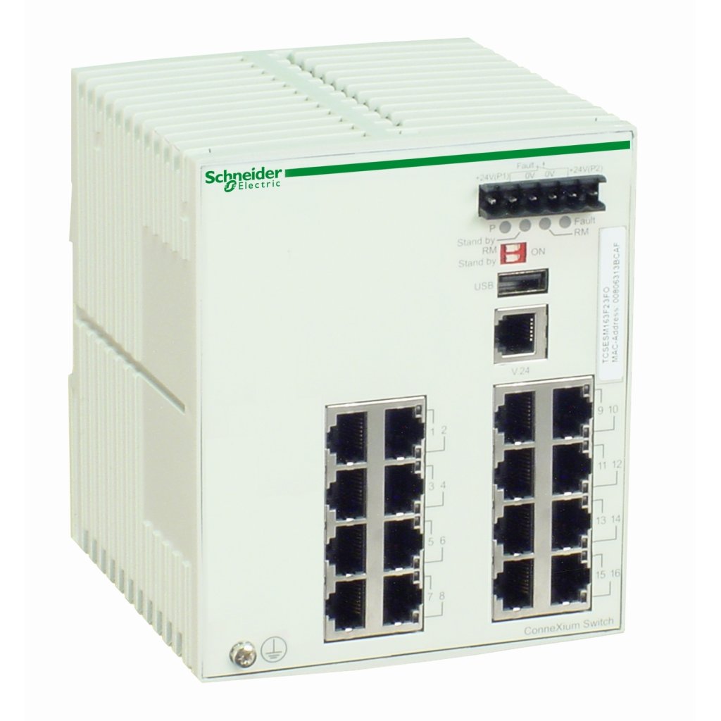 [Imagem SWITCH GERENCIAVEL 16P ETHERNET TCPARAIP 10/100BASE-TX TCSESM163F23F0 SCHNEIDER]
