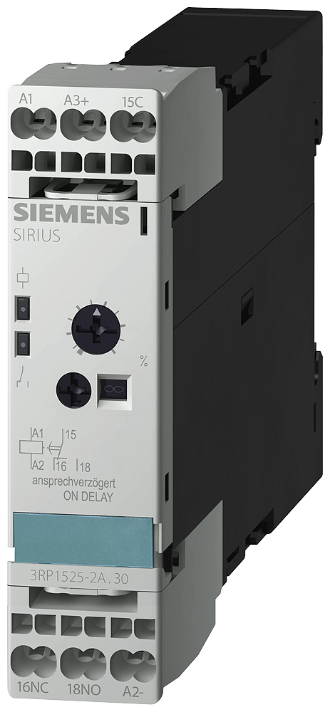 RELÉ DE TEMPO MULTIFUNÇÃO TERMINAL DE MOLA 1W ATRASADO NA RESPOSTA 0,05S 3RP15252AQ30 SIEMENS