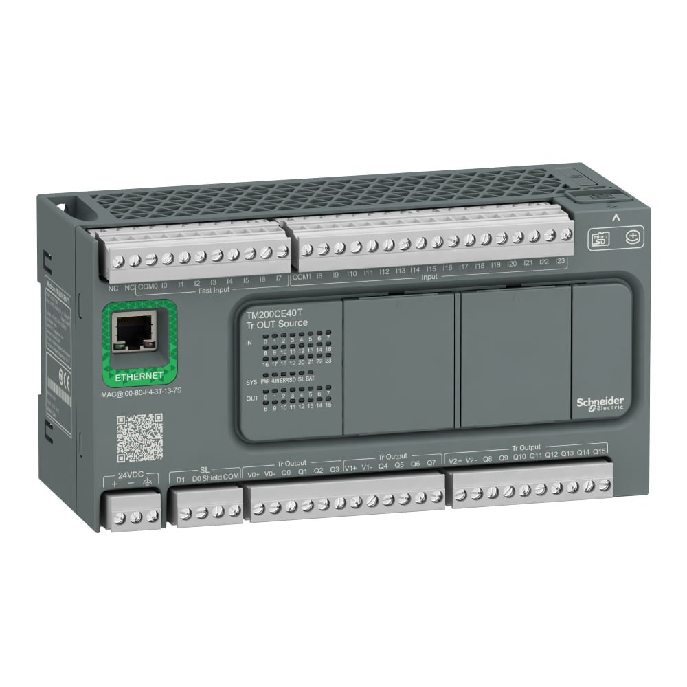[Imagem CONTROLADOR LÓGICO PROGRAMÁVEL 24E/16S SOURCE PNP 24VCC IP20 TM200CE40T SCHNEIDER]