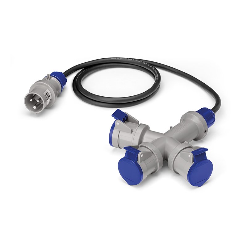 [Imagem do produto ADAPTADOR 3X2P+T 220V 16A IP44 CABO 10M 600.3035-062 SCAME]