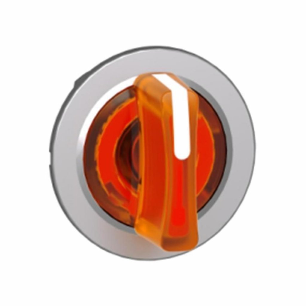 [Imagem CABEÇOTE PARA CHAVE SELETORA LUMINOSA FACEADA Ø30MM METÁLICO 3 POSIÇÕES FIXAS LARANJA ZB4FK1353 SCHNEIDER]