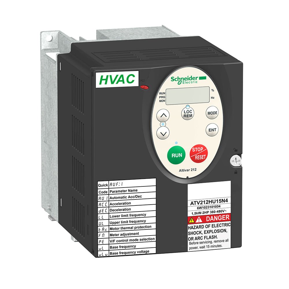[Imagem INVERSOR DE FREQUÊNCIA TRIFÁSICO 2,2KW 5,1A 380/480V 50/60HZ ATV212HU22N4 SCHNEIDER]