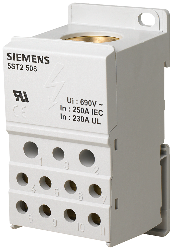[Imagem do produto BLOCO DE DISTRIBUIÇÃO UNIPOLAR, 250A 690V 5ST2508 SIEMENS]