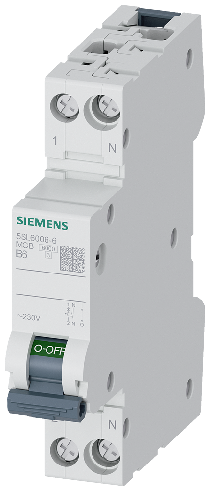 DISJUNTOR AUTOMÁTICO 230V 6KA DE 1+N POLOS/1UD B6 5SL60066 SIEMENS
