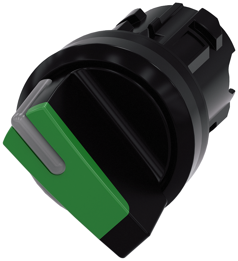 [Imagem do produto COMUTADOR ILUMINADO KNOB CURTO VERDE 22MM 90G 3SU10022BF400AA0 SIEMENS]