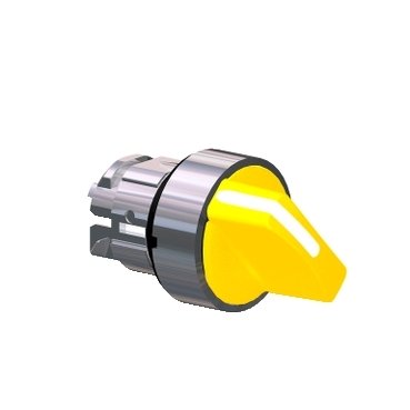 [Imagem CABEÇOTE PARA CHAVE SELETORA Ø22MM METÁLICO 2 POSIÇÕES FIXAS MANOPLA CURTA AMARELO ZB4BD205 SCHNEIDER]