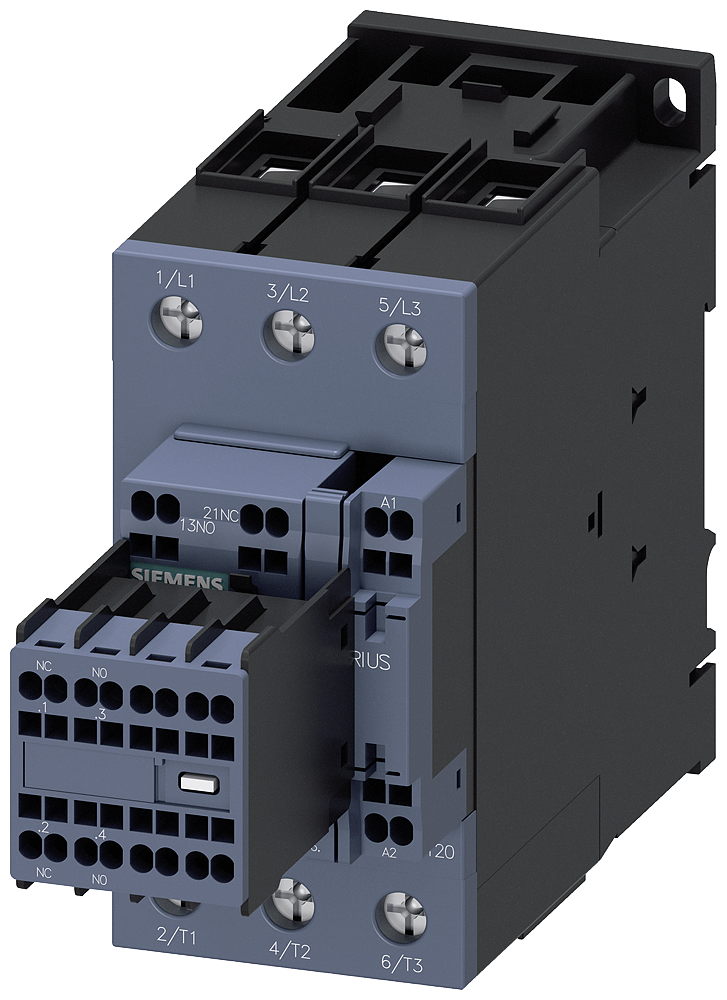 CONTATOR AC-3E 80A/37KW/400V 3 POLOS AC110V/50HZ 2NA+2NF LIGAÇÃO COM P 3RT20383AF04 SIEMENS