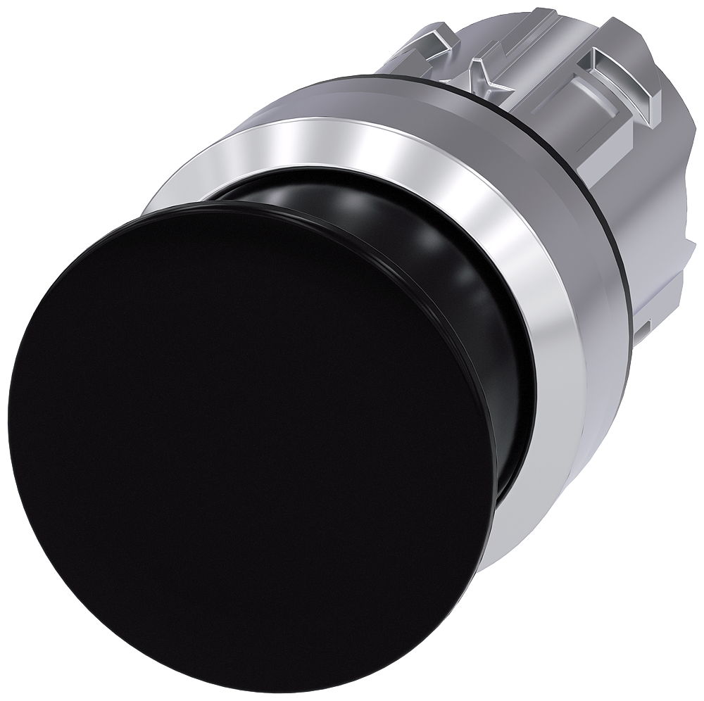 BOTÃO TIPO COGUMELO 22 MM REDONDO METAL DE ALTO BRILHO PRETO 30 MM TEC 3SU10501AD100AA0-ZY12 SIEMENS