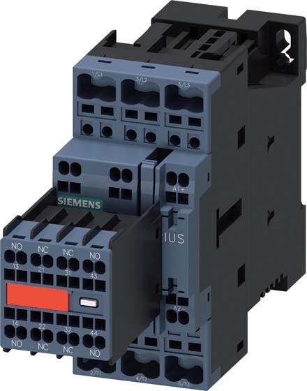 [Imagem CONTACTOR, AC-3E, 9 A/4 KW/400V, 3 POLOS, DC24V, 2NA+2NF, BORNE DE MOLA 3RT20232FB443MA0 SIEMENS]