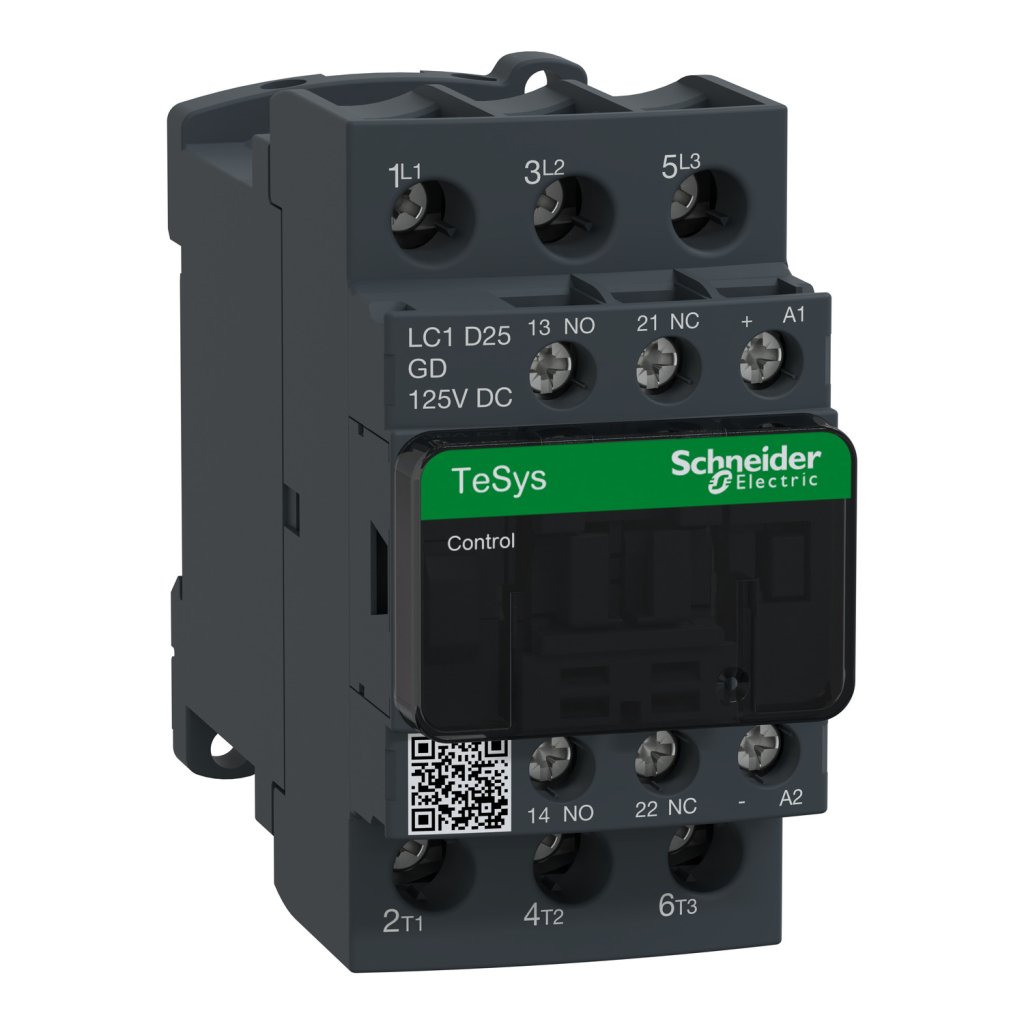 [Imagem do produto CONTATOR TRIPOLAR 25A 1NA+1NF 125VCC LC1D25GD SCHNEIDER]
