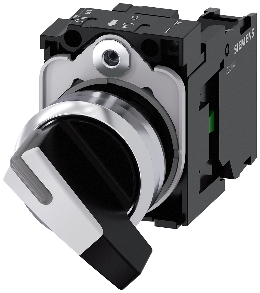 INTERRUPTOR COM MANÍPULO 22MM REDONDO METAL ALTO BRILHO BRANCO DE ENCAI 3SU11502CF601BA0 SIEMENS