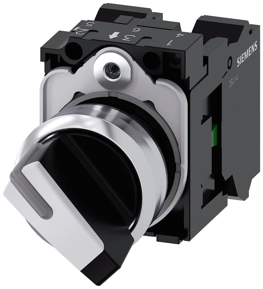 [Imagem do produto INTERRUPTOR COM MANÍPULO, ILUMINÁVEL, 22MM, REDONDO, METAL, ALTO BRILHO, BRAN 3SU11502BF603MA0 SIEMENS]