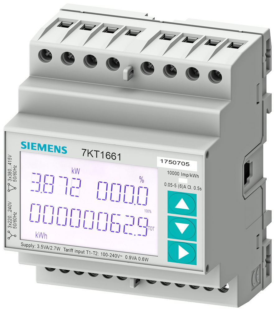 INSTRUMENTO DE MEDIÇÃO SENTRON 7KT PAC1600 TRIFÁSICO 5 A TRILHO DIN MODBU 7KT1662 SIEMENS