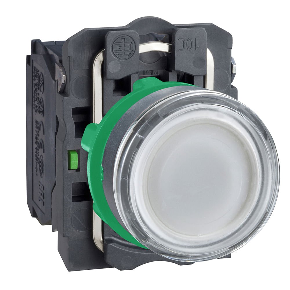 [Imagem BOTÃO LUMINOSO Ø22MM PLÁSTICO, RETORNO POR MOLA, BRANCO, NA+NF, 24VCA/CC XB5AW31B5 SCHNEIDER]
