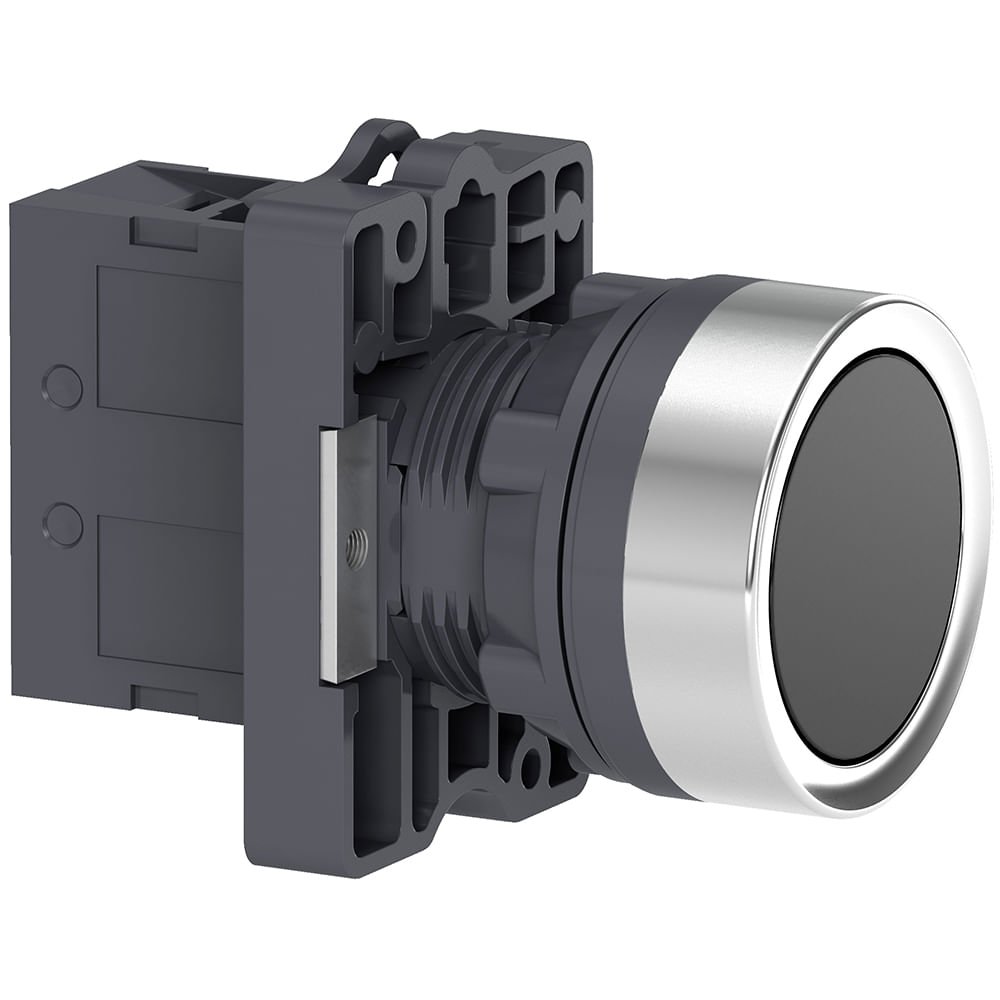 [Imagem BOTÃO Ø22MM PLÁSTICO, RETORNO POR MOLA, PRETO, NA XA2EA21 SCHNEIDER]
