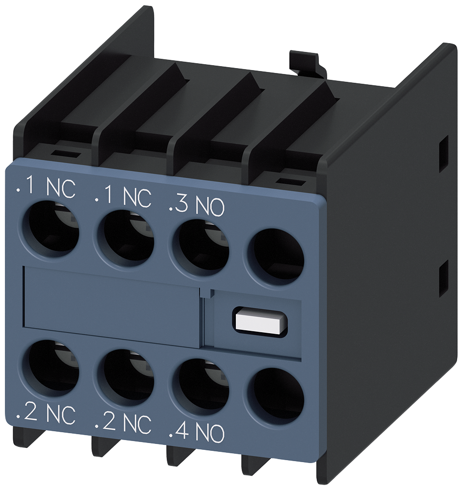 INTERRUPTOR AUXILIAR NO LADO FRONTAL 1 NA + 2 NF .1/.2 .1/.2 .3/.4 --/- 3RH29111HA12-ZX95 SIEMENS