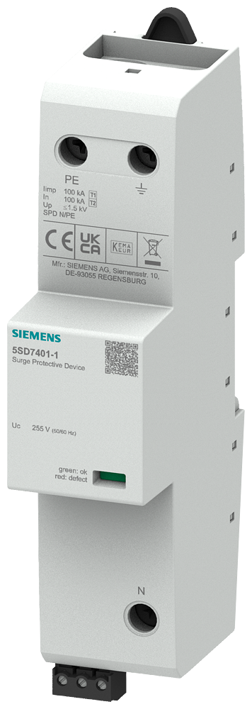 N PE PARA-RAIOS PARA CHAVEAMENTO 3+1 UC 255V DE 1 POLO COM INDICAÇÃO REMOTA 5SD74011 SIEMENS